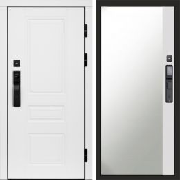 Входная дверь Termo-door ОРЕГОН WHITE с электронным замком Широкое Зеркало Фацет Белый Софт