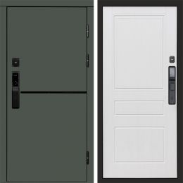 Входная дверь Termo-door ТРЕНД GREEN с электронным замком Классика Белое дерево
