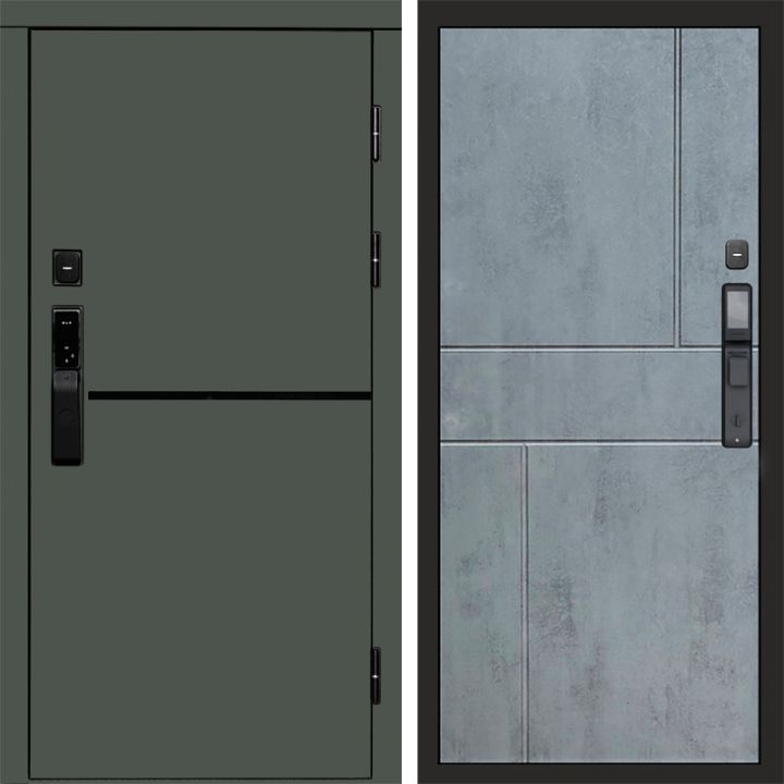 Входная дверь Termo-door ТРЕНД GREEN с электронным замком Горизонт бетон темный