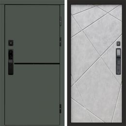 Входная дверь Termo-door ТРЕНД GREEN с электронным замком Лучи бетон светлый