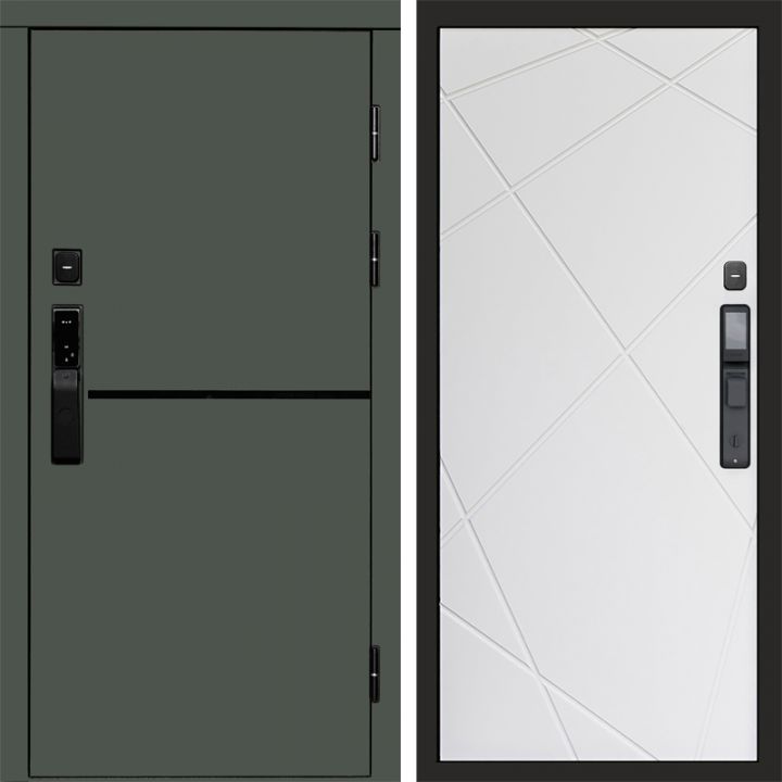 Входная дверь Termo-door ТРЕНД GREEN с электронным замком Лучи белый