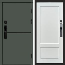 Входная дверь Termo-door ТРЕНД GREEN с электронным замком Марсель Белый Софт