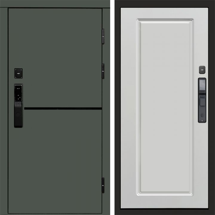 Входная дверь Termo-door ТРЕНД GREEN с электронным замком Гранд Белый Софт