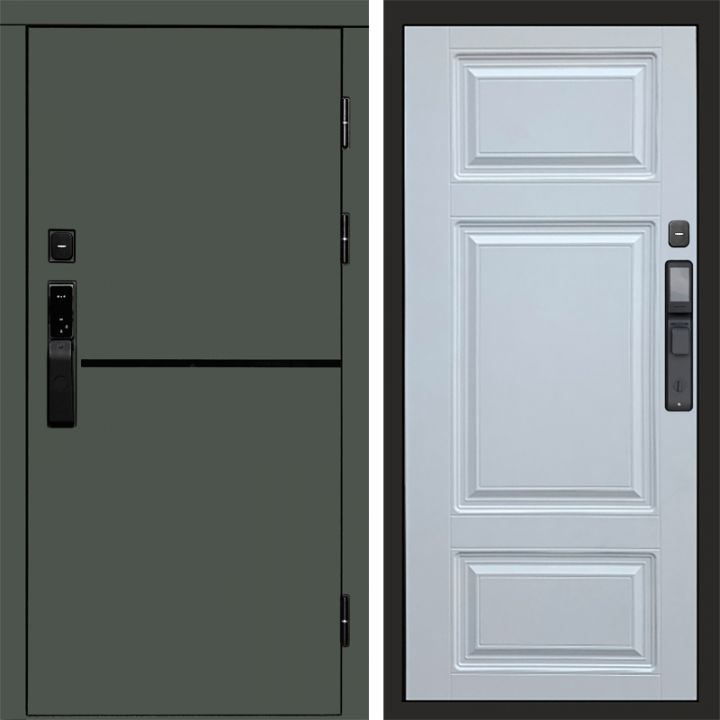 Входная дверь Termo-door ТРЕНД GREEN с электронным замком Лион Белый Софт