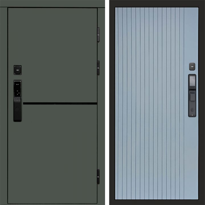 Входная дверь Termo-door ТРЕНД GREEN с электронным замком FLAT Грей Софт