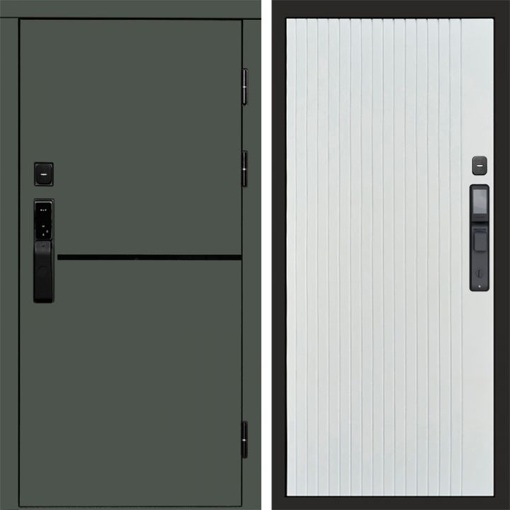 Входная дверь Termo-door ТРЕНД GREEN с электронным замком FLAT Белый Софт