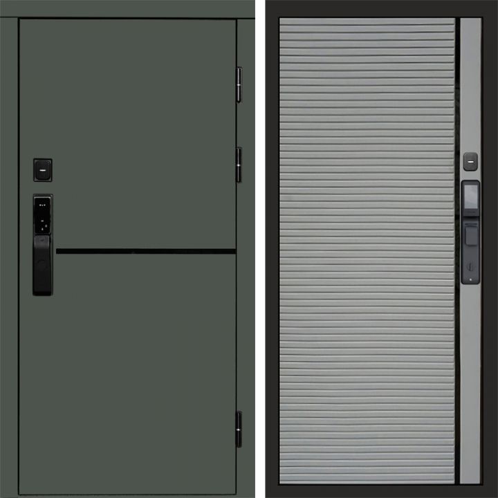 Входная дверь Termo-door ТРЕНД GREEN с электронным замком PORTE Грей Софт