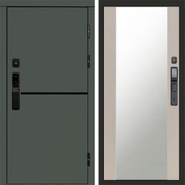 Входная дверь Termo-door ТРЕНД GREEN с электронным замком Зеркало Слоновая Кость