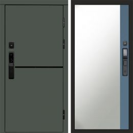 Входная дверь Termo-door ТРЕНД GREEN с электронным замком Широкое Зеркало Фацет Грей Софт