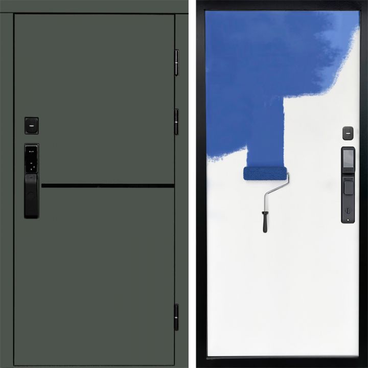 Входная дверь Termo-door ТРЕНД GREEN с электронным замком Грунт под покраску