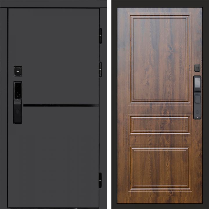 Входная дверь Termo-door ТРЕНД ГРАФИТ с электронным замком Классика дуб