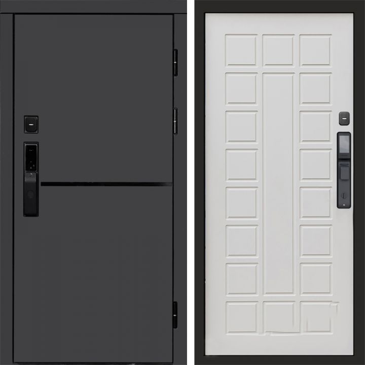 Входная дверь Termo-door ТРЕНД ГРАФИТ с электронным замком Престиж бежевый матовый