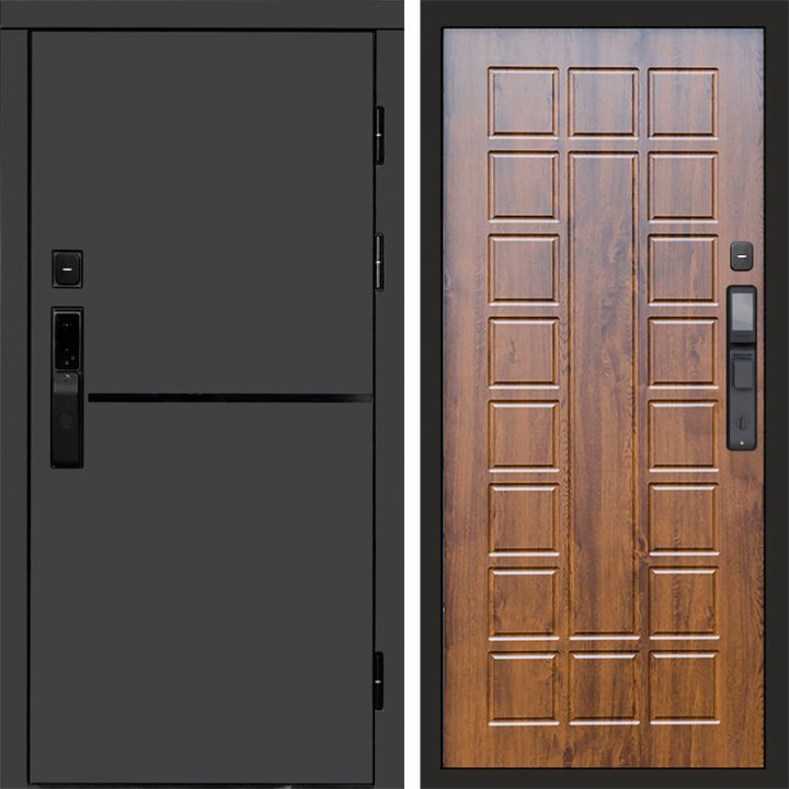Входная дверь Termo-door ТРЕНД ГРАФИТ с электронным замком Престиж дуб