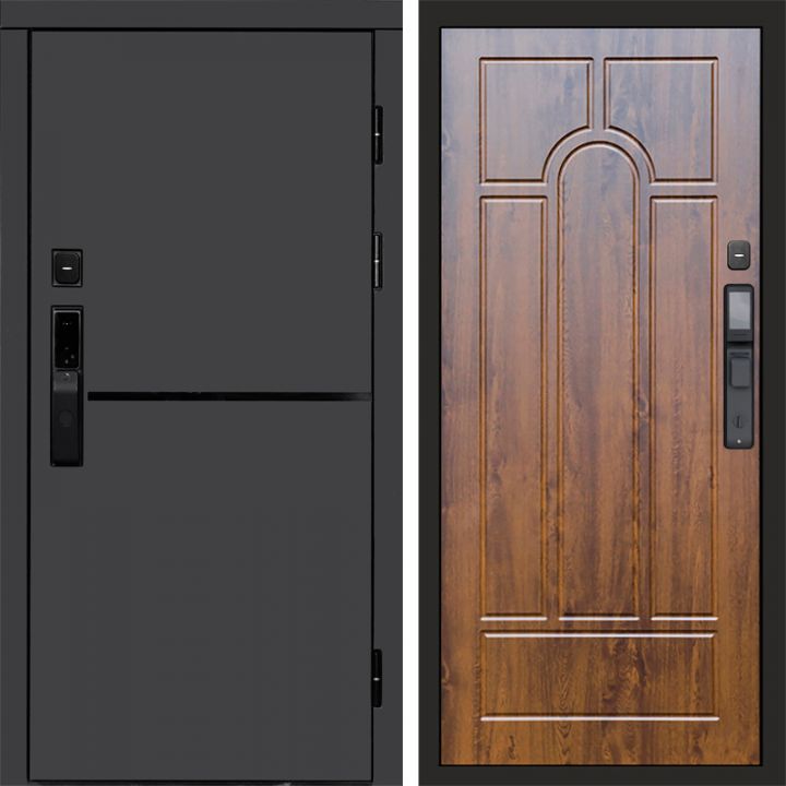 Входная дверь Termo-door ТРЕНД ГРАФИТ с электронным замком Арка дуб