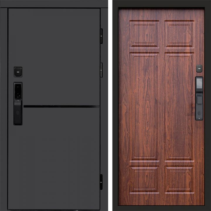 Входная дверь Termo-door ТРЕНД ГРАФИТ с электронным замком Орех премиум