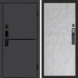 Входная дверь Termo-door ТРЕНД ГРАФИТ с электронным замком Горизонт бетон светлый