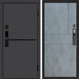 Входная дверь Termo-door ТРЕНД ГРАФИТ с электронным замком Горизонт бетон темный