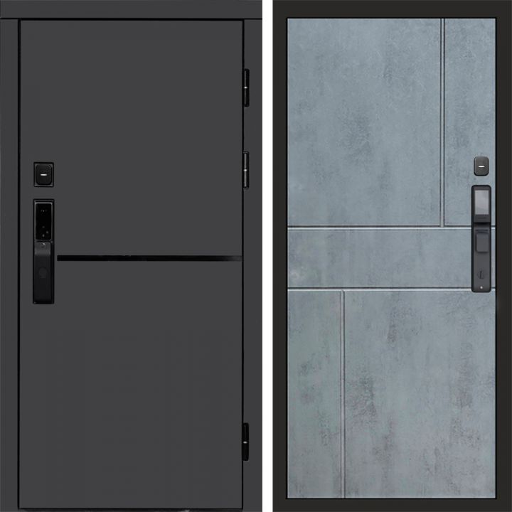Входная дверь Termo-door ТРЕНД ГРАФИТ с электронным замком Горизонт бетон темный