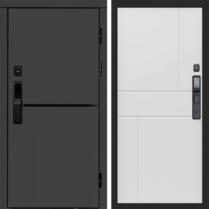 Входная дверь Termo-door ТРЕНД ГРАФИТ с электронным замком Горизонт белый