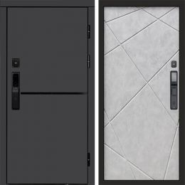 Входная дверь Termo-door ТРЕНД ГРАФИТ с электронным замком Лучи бетон светлый
