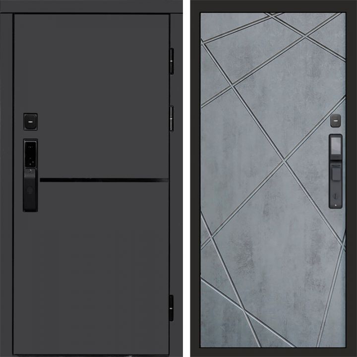 Входная дверь Termo-door ТРЕНД ГРАФИТ с электронным замком Лучи бетон темный