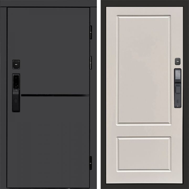 Входная дверь Termo-door ТРЕНД ГРАФИТ с электронным замком Марсель Слоновая Кость