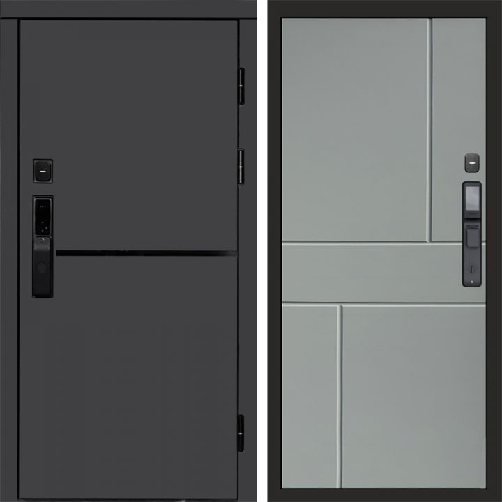 Входная дверь Termo-door ТРЕНД ГРАФИТ с электронным замком Горизонт Грей Софт