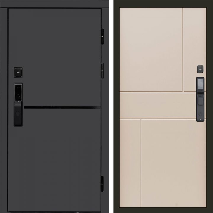 Входная дверь Termo-door ТРЕНД ГРАФИТ с электронным замком Горизонт Слоновая Кость