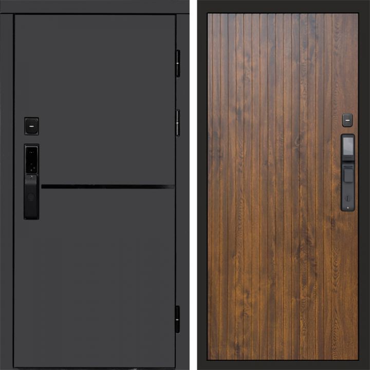 Входная дверь Termo-door ТРЕНД ГРАФИТ с электронным замком FLAT Дуб