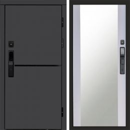 Входная дверь Termo-door ТРЕНД ГРАФИТ с электронным замком Зеркало белый софт