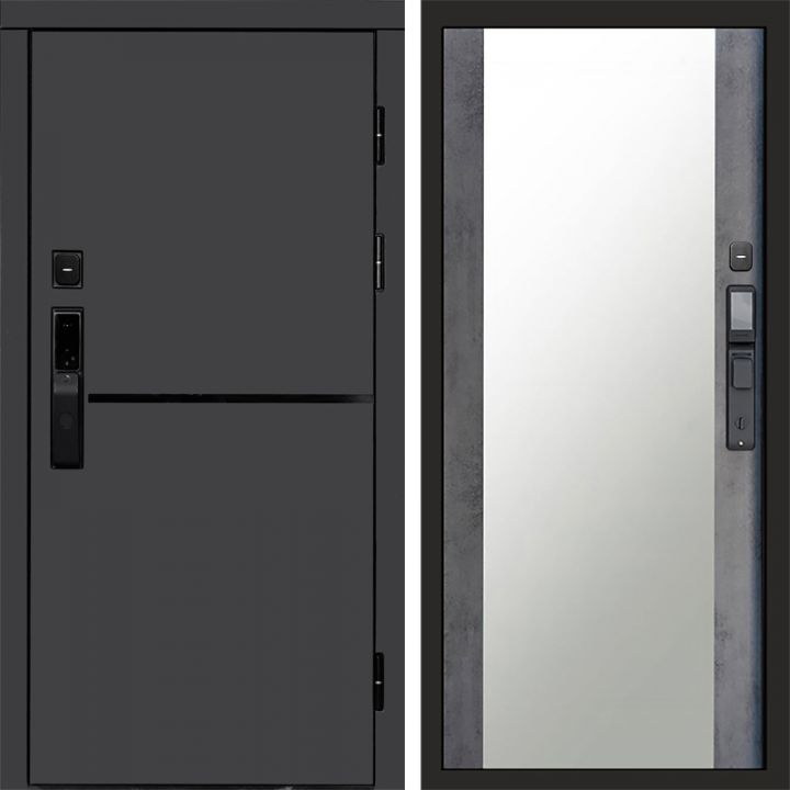 Входная дверь Termo-door ТРЕНД ГРАФИТ с электронным замком Зеркало бетон темный