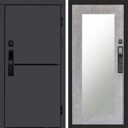 Входная дверь Termo-door ТРЕНД ГРАФИТ с электронным замком Зеркало Триумф бетон светлый