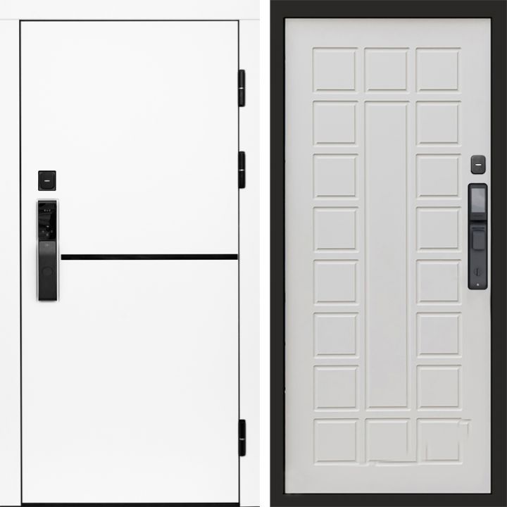 Входная дверь Termo-door ТРЕНД WHITE с электронным замком Престиж бежевый матовый