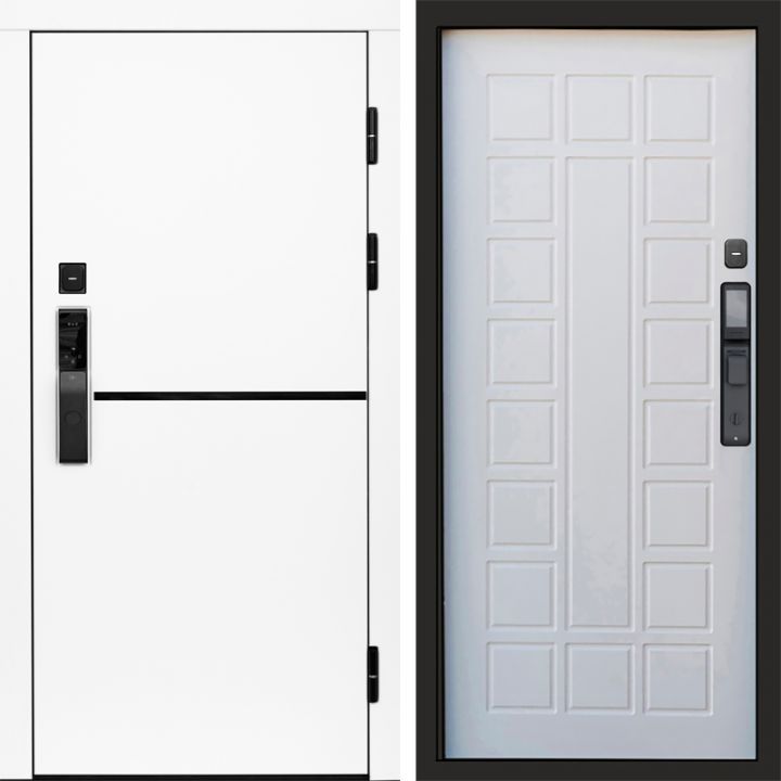 Входная дверь Termo-door ТРЕНД WHITE с электронным замком Престиж белое дерево