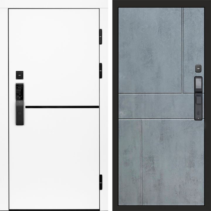 Входная дверь Termo-door ТРЕНД WHITE с электронным замком Горизонт бетон темный
