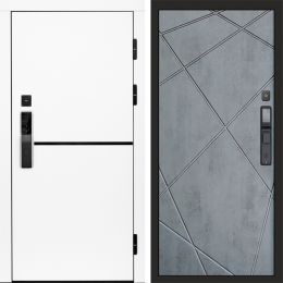 Входная дверь Termo-door ТРЕНД WHITE с электронным замком Лучи бетон темный