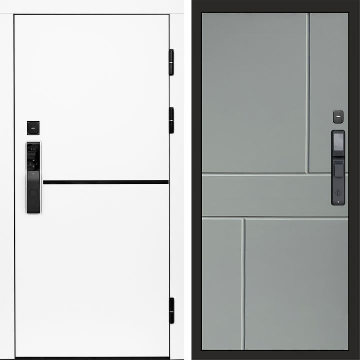 Входная дверь Termo-door ТРЕНД WHITE с электронным замком Горизонт Грей Софт