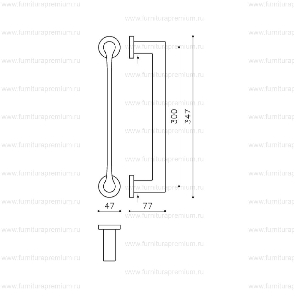 Дверная ручка - скоба Olivari Lama L107R. Длина 347 мм