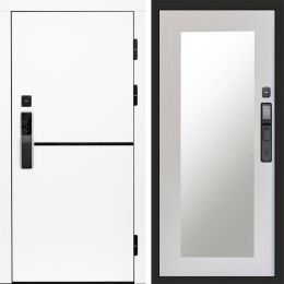 Входная дверь Termo-door ТРЕНД WHITE с электронным замком Зеркало Триумф лиственница