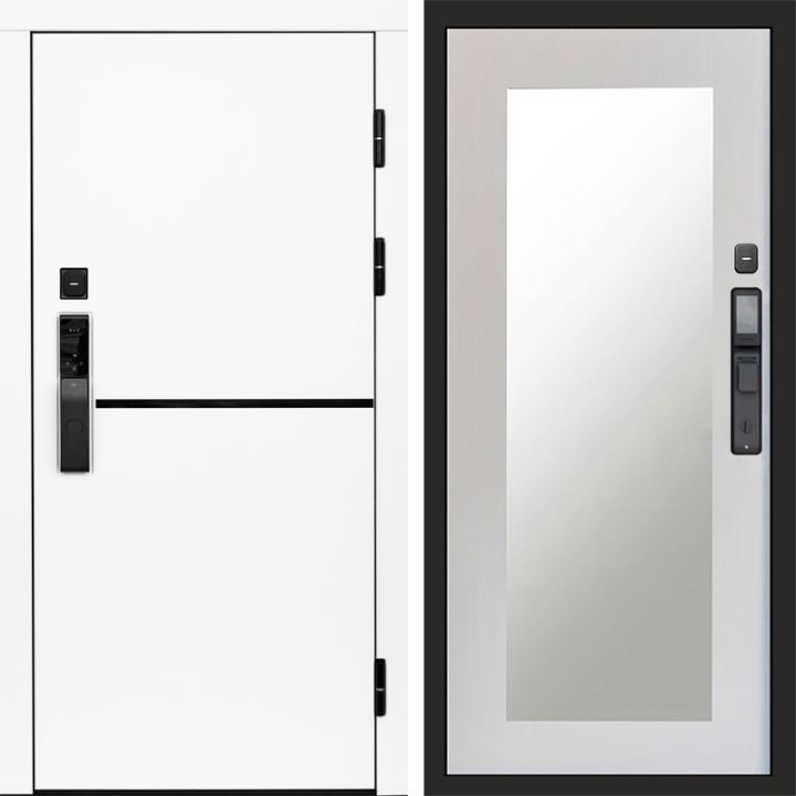 Входная дверь Termo-door ТРЕНД WHITE с электронным замком Зеркало Триумф лиственница