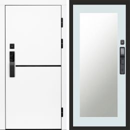 Входная дверь Termo-door ТРЕНД WHITE с электронным замком Зеркало Триумф Белый Софт