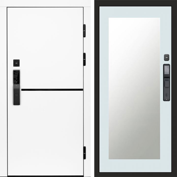 Входная дверь Termo-door ТРЕНД WHITE с электронным замком Зеркало Триумф Белый Софт