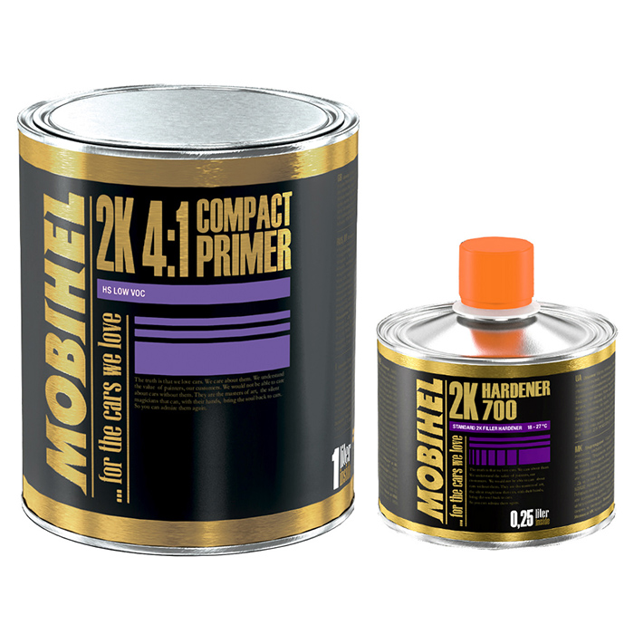 Mobihel Комплект 2K HS 4:1 компактпраймер серый LOW VOC + 2К отвердитель 700, объем 1л.+250мл.