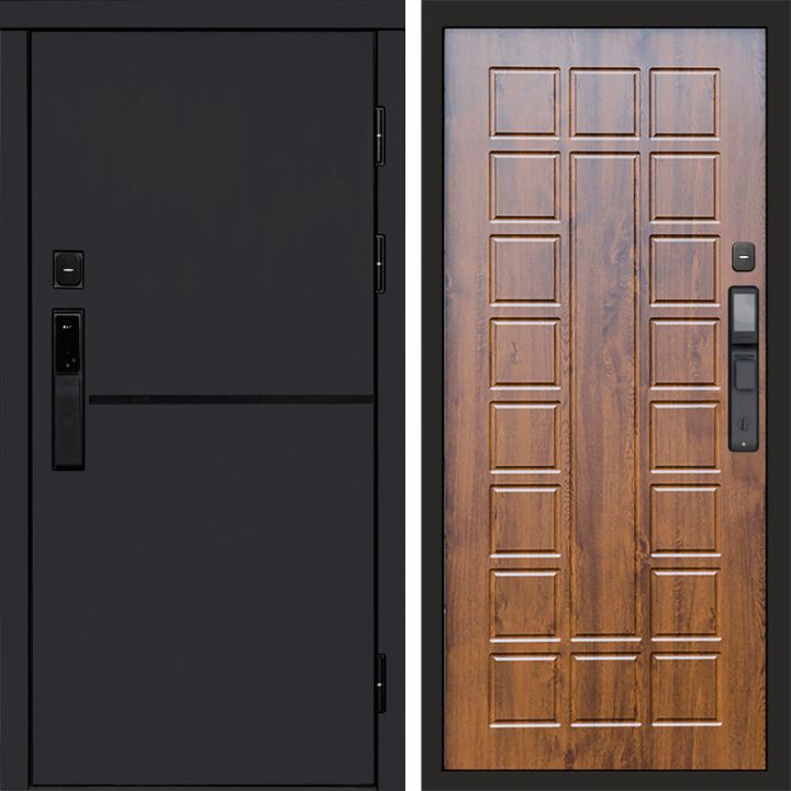 Входная дверь Termo-door ТРЕНД BLACK с электронным замком Престиж дуб