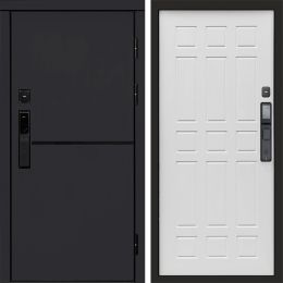 Входная дверь Termo-door ТРЕНД BLACK с электронным замком Спарта белое дерево
