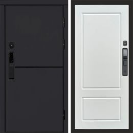 Входная дверь Termo-door ТРЕНД BLACK с электронным замком Марсель Белый Софт