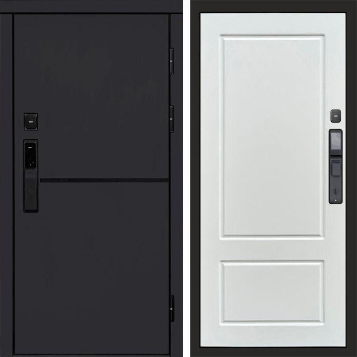 Входная дверь Termo-door ТРЕНД BLACK с электронным замком Марсель Белый Софт