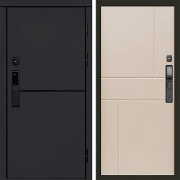 Входная дверь Termo-door ТРЕНД BLACK с электронным замком Горизонт Слоновая Кость