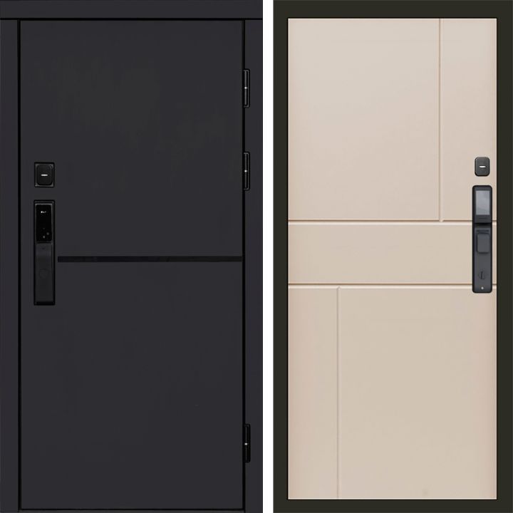 Входная дверь Termo-door ТРЕНД BLACK с электронным замком Горизонт Слоновая Кость