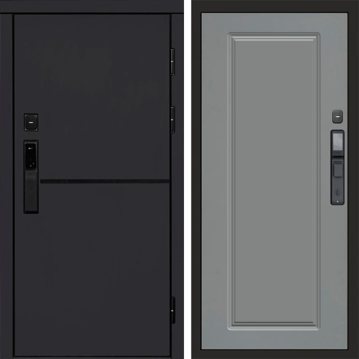 Входная дверь Termo-door ТРЕНД BLACK с электронным замком Гранд Грей Софт